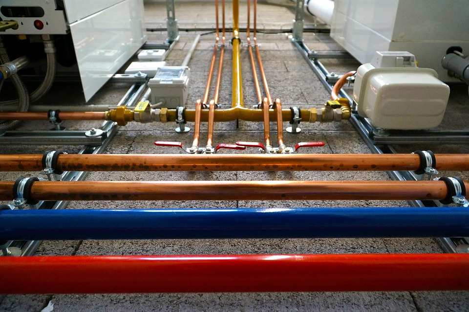 Multiple lines in a commercial water heater.