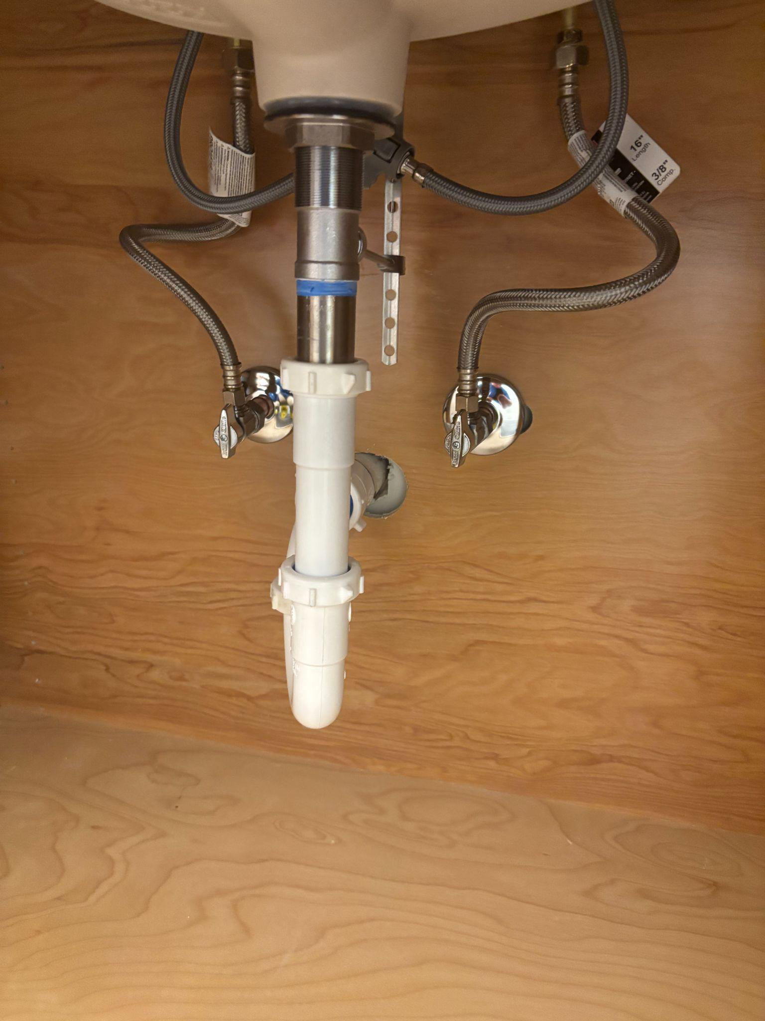 A drain pipe after installation.