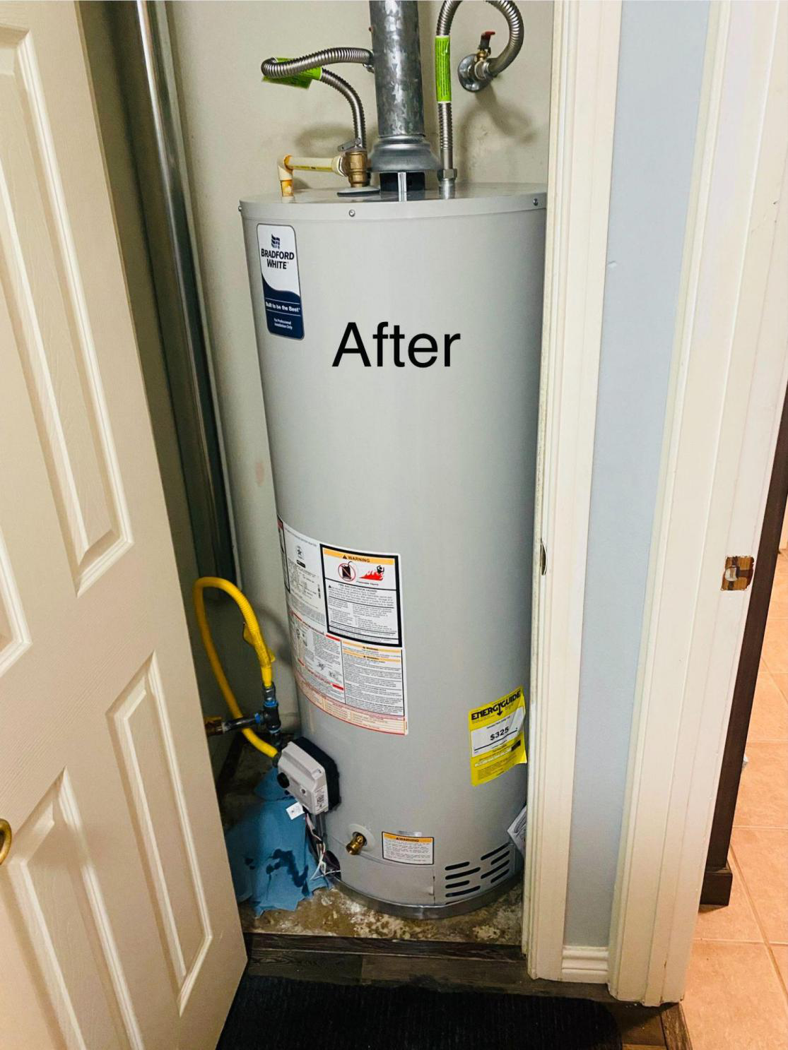 A newly installed water heater.