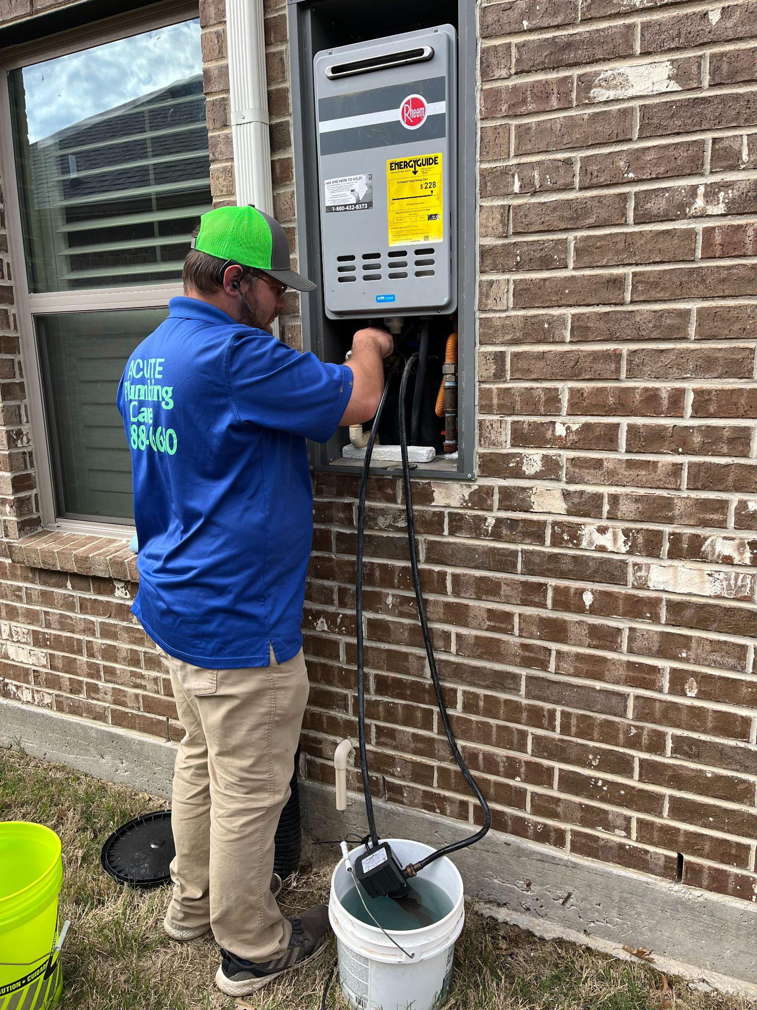  A professional programs a water heater.